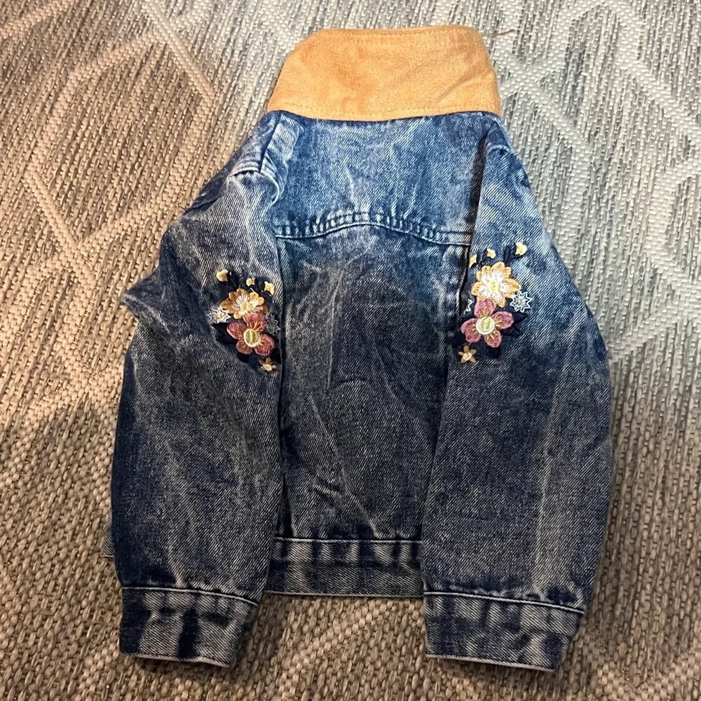 Kids Denim Jacket with Floral Embroidery